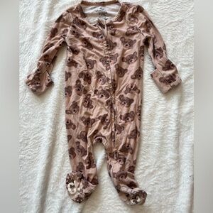 Caden Lane Brown Bear Print Footed One-Piece